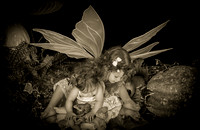 Two little fairies in sepia